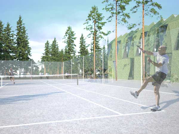 Bertelsen & Scheving - Lys gennem løvfang danner inspiration for ny tennishal - Konkurrence